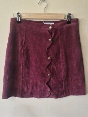 Corduroy Mini Skirt Woman Loverich In Size Medium, Color Burgandy